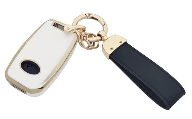 Alt view image 6 of 6 - Key Fob Cover with Keychain fit for Kia Sorento Sportage Rio Soul Forte Optima Carens Picanto Folding Flip Keyless Entry Key Fob (White)