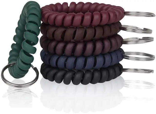 Main image of Pack of 6 Wrist Keychain Spiral Stretchable Plastic Coil Wrist Key Holder Stretch Wristband Elastic Stretchable Spiral Bracelet Key Holder Key Ring for ID Badge Sauna Outdoor Sport