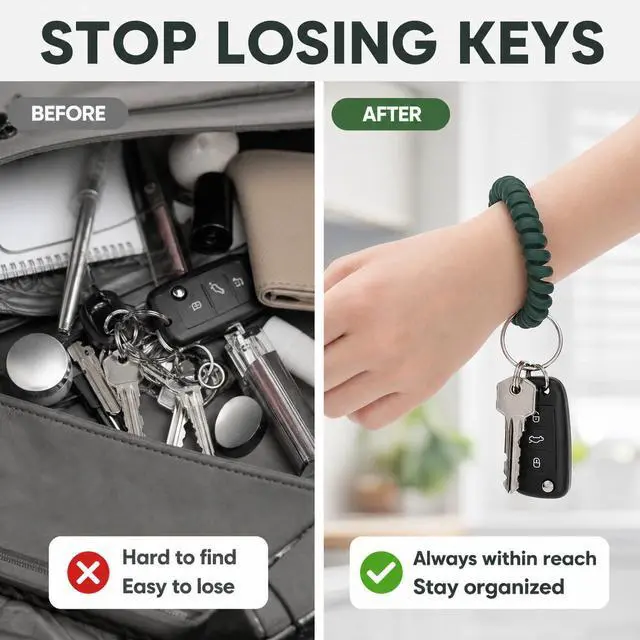 Alt view image 3 of 7 - Pack of 6 Wrist Keychain Spiral Stretchable Plastic Coil Wrist Key Holder Stretch Wristband Elastic Stretchable Spiral Bracelet Key Holder Key Ring for ID Badge Sauna Outdoor Sport
