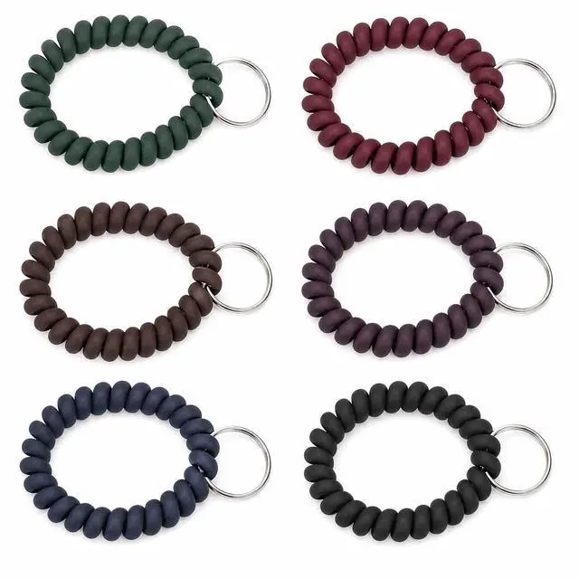 Alt view image 6 of 7 - Pack of 6 Wrist Keychain Spiral Stretchable Plastic Coil Wrist Key Holder Stretch Wristband Elastic Stretchable Spiral Bracelet Key Holder Key Ring for ID Badge Sauna Outdoor Sport