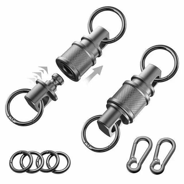 Main image of Quick Release Keychain with Detachable Key Rings-Heavy Duty Retractable Key Chain Clip for Men&Women(Titanium Colour 2 Pack)