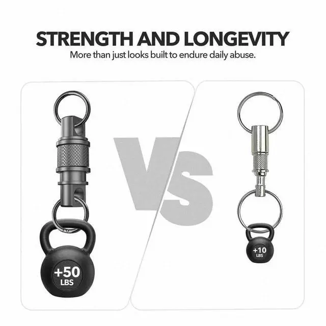 Alt view image 4 of 7 - Quick Release Keychain with Detachable Key Rings-Heavy Duty Retractable Key Chain Clip for Men&Women(Titanium Colour 2 Pack)