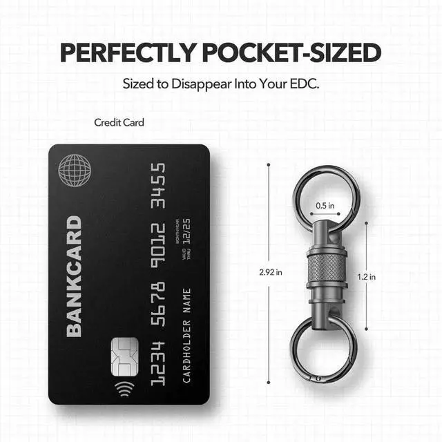 Alt view image 5 of 7 - Quick Release Keychain with Detachable Key Rings-Heavy Duty Retractable Key Chain Clip for Men&Women(Titanium Colour 2 Pack)