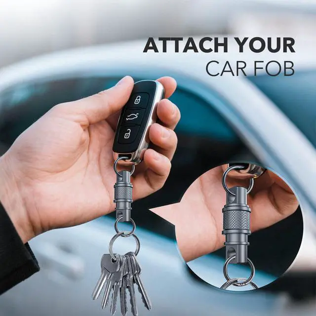 Alt view image 6 of 7 - Quick Release Keychain with Detachable Key Rings-Heavy Duty Retractable Key Chain Clip for Men&Women(Titanium Colour 2 Pack)