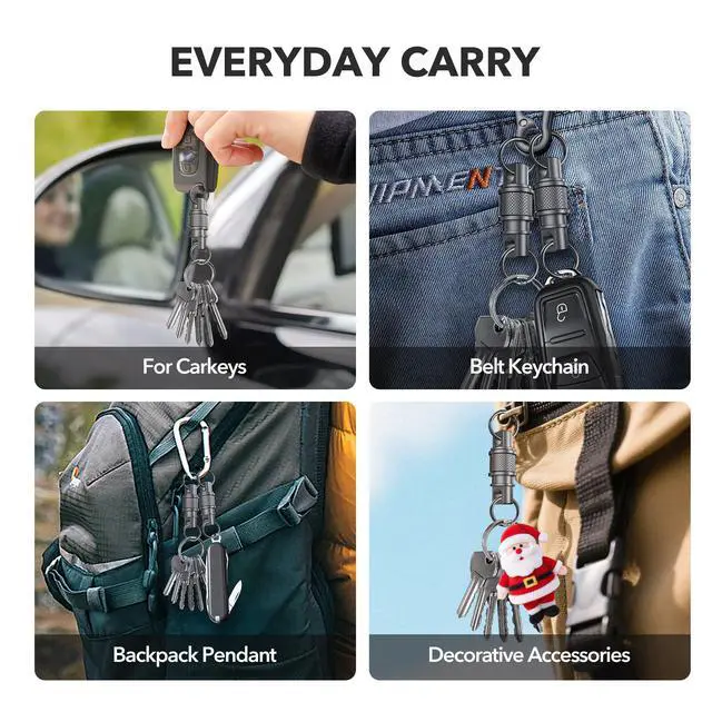 Alt view image 7 of 7 - Quick Release Keychain with Detachable Key Rings-Heavy Duty Retractable Key Chain Clip for Men&Women(Titanium Colour 2 Pack)