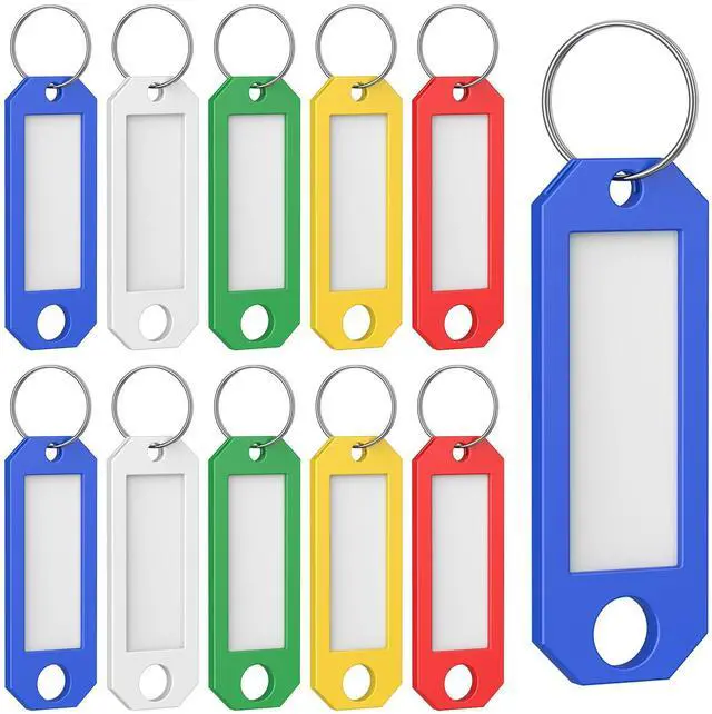Main image of 10 Pcs Key Tags, 5 Color Key Tags with Labels, Key Labels for Keychain, 2.3" x 0.8" Plastic Key Identifiers with Split Ring, Blank Key Ring Tags for House Office & School