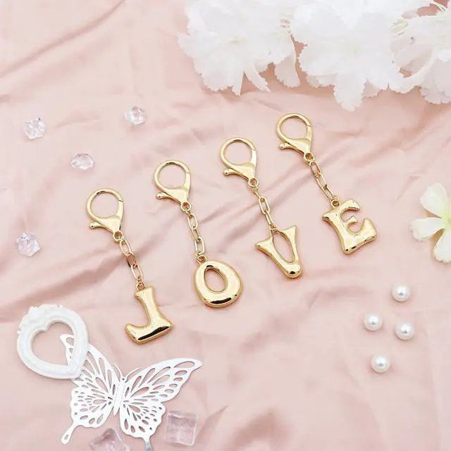 Alt view image 5 of 5 - Initial Keychain For Women Handbag Charms Backpack Car Keyring for Sister Besties Mom Gold Letter Keychain (Gold-D)