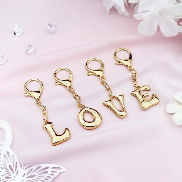 Alt view image 2 of 5 - Initial Keychain For Women Handbag Charms Backpack Car Keyring for Sister Besties Mom Gold Letter Keychain (Gold-D)
