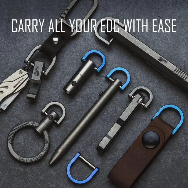Alt view image 2 of 7 - Titanium D Ring Key Shackle, U Shape Key Ring Horseshoe Clasp for Car Fob, DIY Leather Key Organizer Keychain(M)