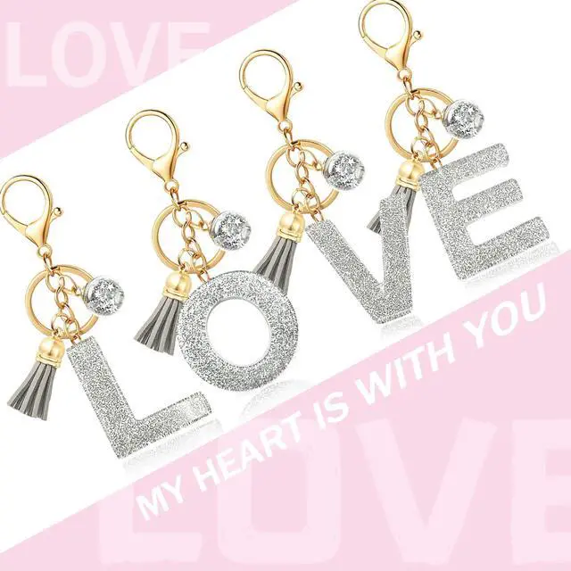 Alt view image 5 of 7 - Silver Initial Letter Keychain,Keychain Cute Resin,Initial Keychain to Backpack Charms,Key chain Gift for Women,Girls(Silver S)