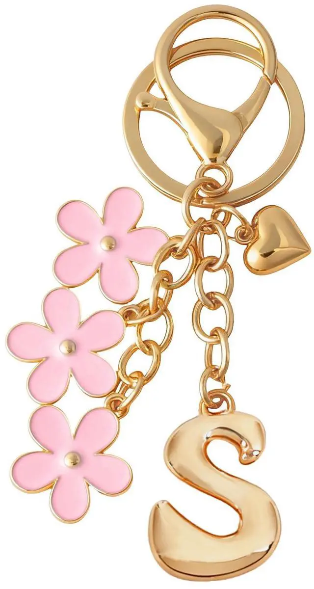 Main image of Bubble Initial Keychain Cute Flower Charms Keyring for Handbag BackpackPersonalized A-Z Letter Charms Gift for Women