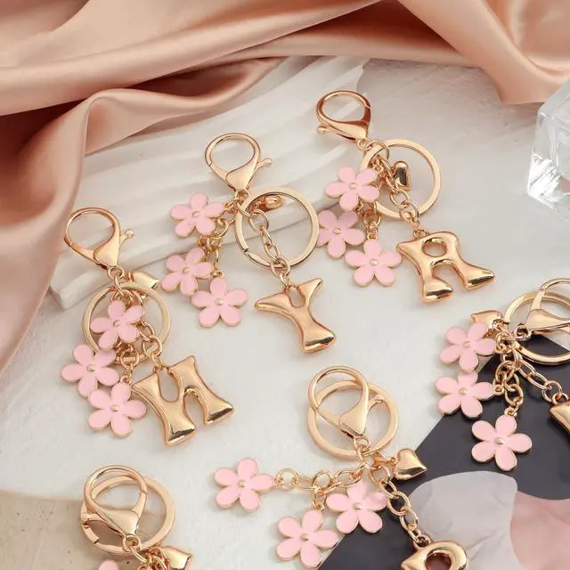Alt view image 4 of 6 - Bubble Initial Keychain Cute Flower Charms Keyring for Handbag BackpackPersonalized A-Z Letter Charms Gift for Women
