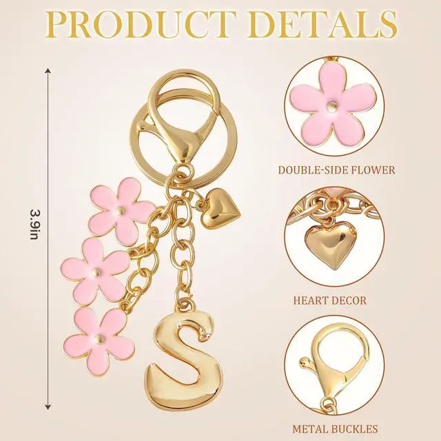 Alt view image 2 of 6 - Bubble Initial Keychain Cute Flower Charms Keyring for Handbag BackpackPersonalized A-Z Letter Charms Gift for Women