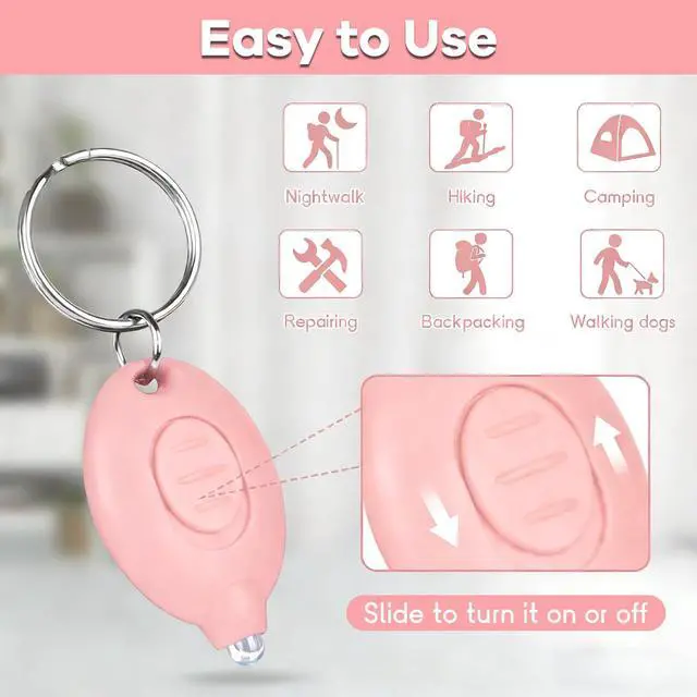 Alt view image 3 of 7 - 7 Pcs LED Keychain Flashlight Mini Keychain Light Bright Tiny Flashlight Small Portable Flashlight Battery Powered with Key Ring for Outdoor Activities And Emergency Lighting, 7 Light Colors of Shells