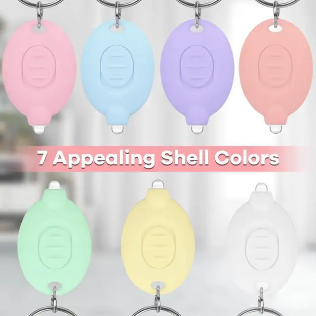 Alt view image 6 of 7 - 7 Pcs LED Keychain Flashlight Mini Keychain Light Bright Tiny Flashlight Small Portable Flashlight Battery Powered with Key Ring for Outdoor Activities And Emergency Lighting, 7 Light Colors of Shells