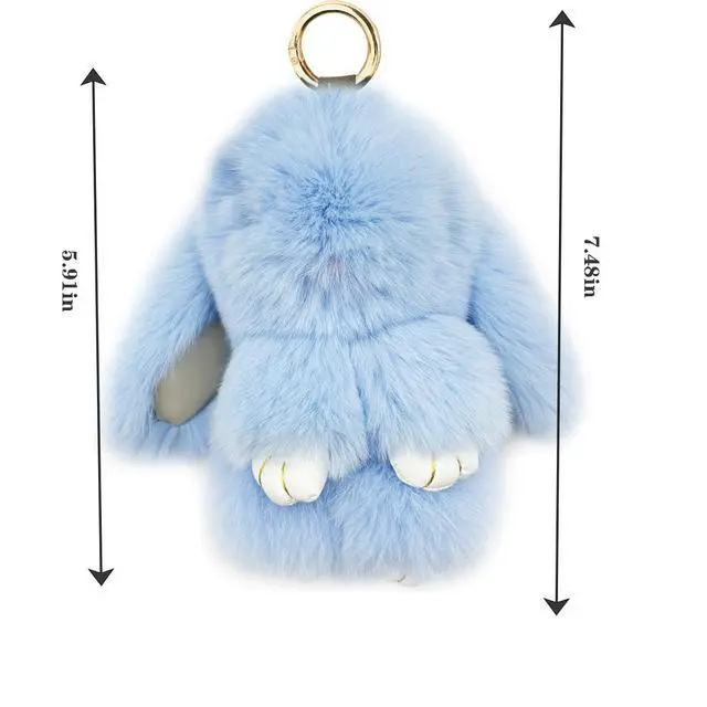 Alt view image 2 of 7 - Bunny Keychain Cute Soft Fur Keychain Car Handbag Rabbit Keyring,blue