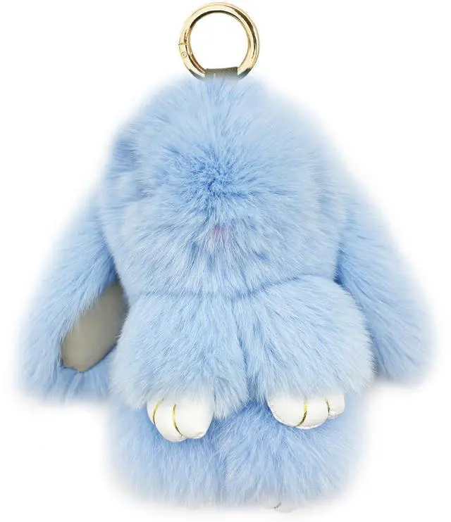 Main image of Bunny Keychain Cute Soft Fur Keychain Car Handbag Rabbit Keyring,blue