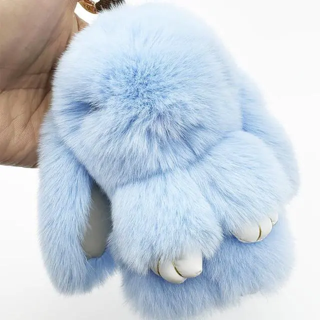 Alt view image 5 of 7 - Bunny Keychain Cute Soft Fur Keychain Car Handbag Rabbit Keyring,blue