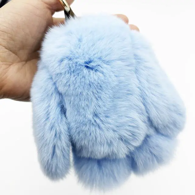 Alt view image 6 of 7 - Bunny Keychain Cute Soft Fur Keychain Car Handbag Rabbit Keyring,blue