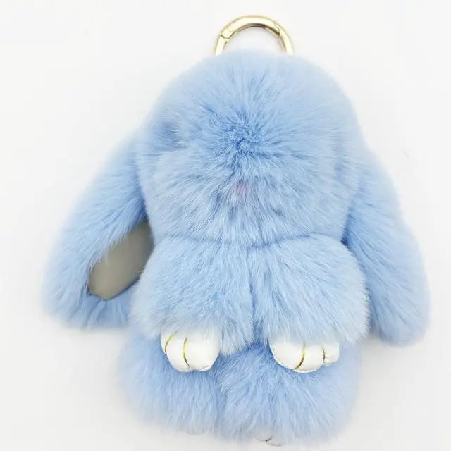 Alt view image 7 of 7 - Bunny Keychain Cute Soft Fur Keychain Car Handbag Rabbit Keyring,blue