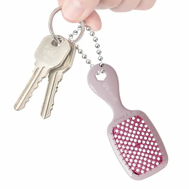 Main image of Keychain Super Mini Hair Brush Collectible Miniature Charm for Bags and Keys Accessory for Beauty Lovers - (Peony)