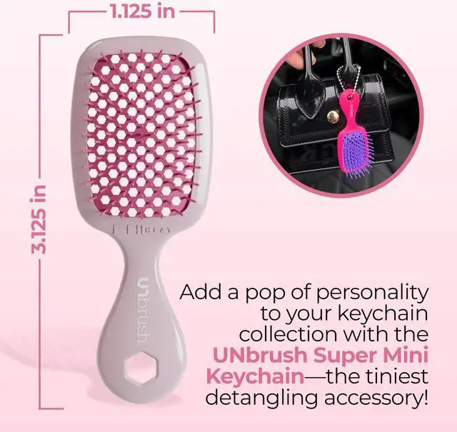 Alt view image 4 of 7 - Keychain Super Mini Hair Brush Collectible Miniature Charm for Bags and Keys Accessory for Beauty Lovers - (Peony)