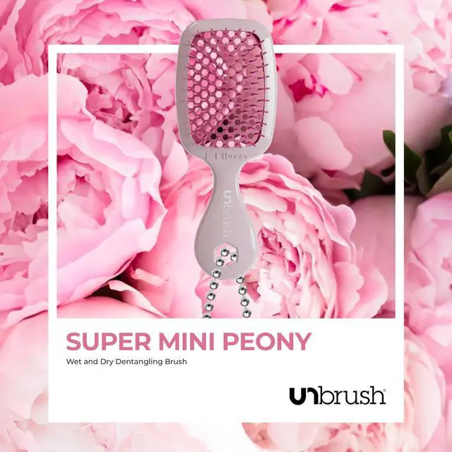 Alt view image 7 of 7 - Keychain Super Mini Hair Brush Collectible Miniature Charm for Bags and Keys Accessory for Beauty Lovers - (Peony)