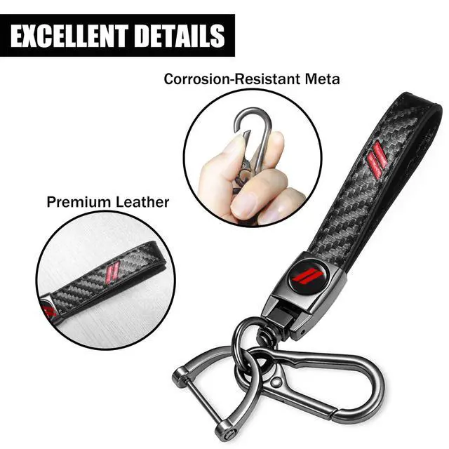 Alt view image 3 of 7 - Key Fob Cover with Keychain for Dodge Charger Durango Challenger Journey Dart Remote Control Key Fob Protect Shell Key Holder for Dodge Accessories (Carbon Fiber red Trim)
