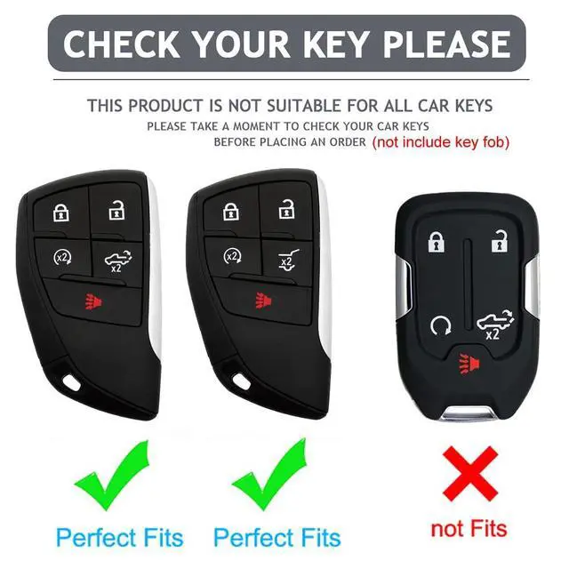 Alt view image 2 of 7 - Key Fob Cover for Chevy GMC with Keychain, Silverado Sierra Tahoe Suburban Equinox Traverse Yukon Denali Terrain Buick Envision Premium Soft TPU Case (5 Buttons Pink)