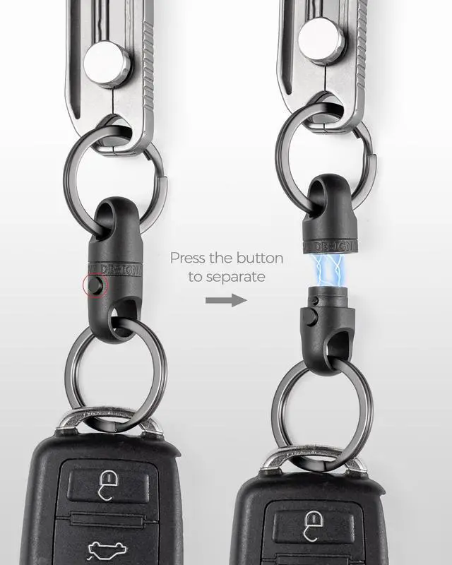 Alt view image 3 of 6 - Magnetic Quick Release Keychain, Heavy Duty Anti-Drop Detachable Magnet Connector with 2 Key Rings for Keys & EDC Tools