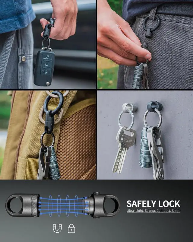Alt view image 6 of 6 - Magnetic Quick Release Keychain, Heavy Duty Anti-Drop Detachable Magnet Connector with 2 Key Rings for Keys & EDC Tools