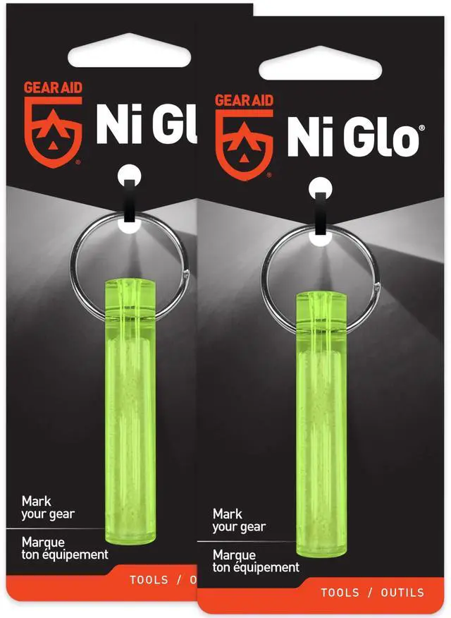 Main image of Ni Glo 2 UV Rechargeable Glowing Keychain Multi-Purpose Glow-in-the-Dark Accessory for Camping, Scuba Diving, Night Fishing, Hiking, Emergency Kits, and Everyday Use, Yellow, 2 Pack