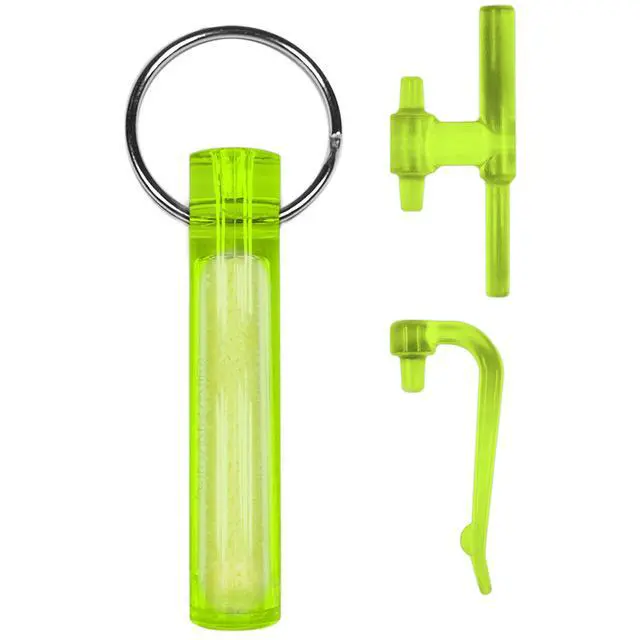 Alt view image 2 of 7 - Ni Glo 2 UV Rechargeable Glowing Keychain Multi-Purpose Glow-in-the-Dark Accessory for Camping, Scuba Diving, Night Fishing, Hiking, Emergency Kits, and Everyday Use, Yellow, 2 Pack