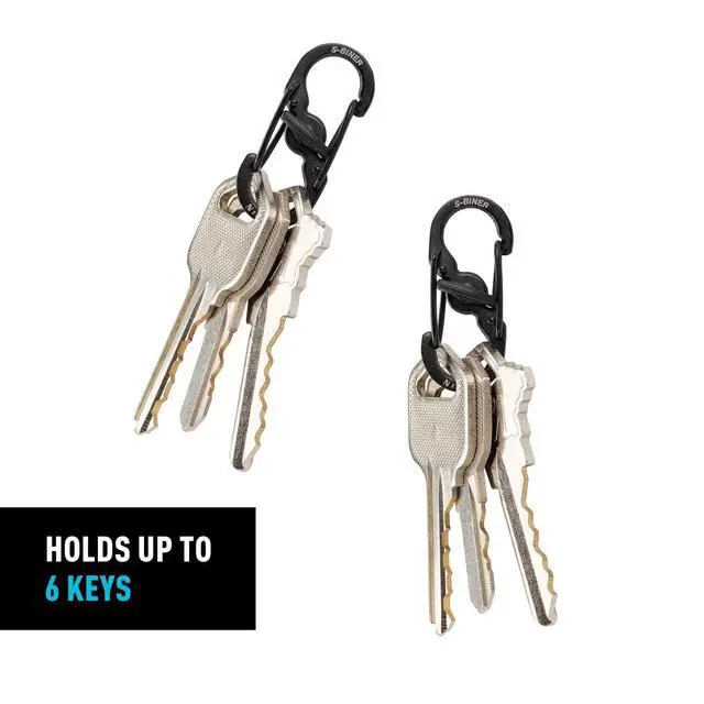 Alt view image 5 of 7 - MicroLock Stainless Steel - S-Biner with Locking Dual Sided Gates - Keep Keys Secure with Carabiner Key Holder - Black (2 Pack)