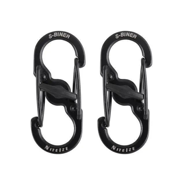 Alt view image 6 of 7 - MicroLock Stainless Steel - S-Biner with Locking Dual Sided Gates - Keep Keys Secure with Carabiner Key Holder - Black (2 Pack)