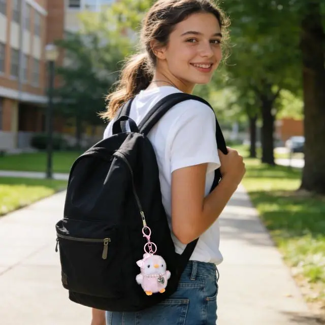 Alt view image 7 of 7 - Valentine's Day Cute Pink Penguin Keychains Plush Keychain Accessories Kawaii Penguin PendantKey Chain Keyring Gift for Women Girls