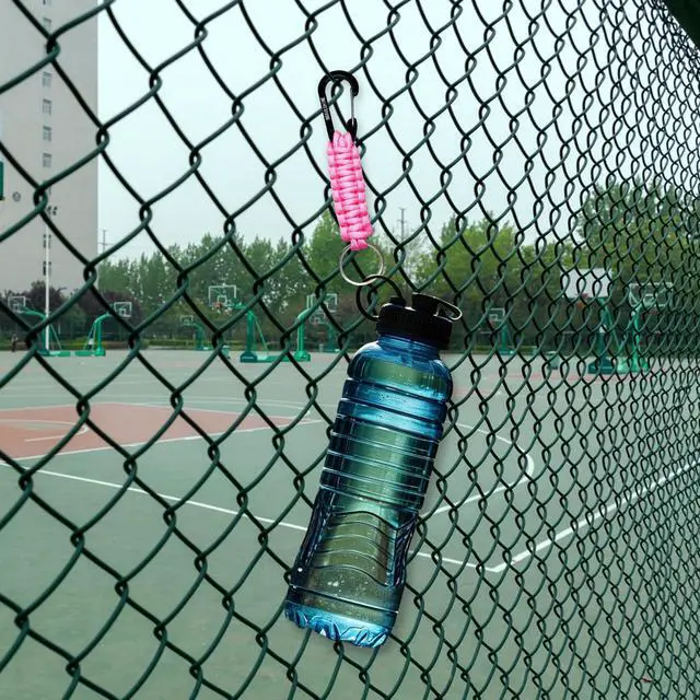 Alt view image 7 of 7 - Keychain Hook with Paracord Strap 1 Black 1 Pink Metal Key Ring Carabiner Hanger para Cord D Locking Keyring Clip for Keys, Backpacks, Boys, Girls, Men, Women, Camping, Hiking, Travailing