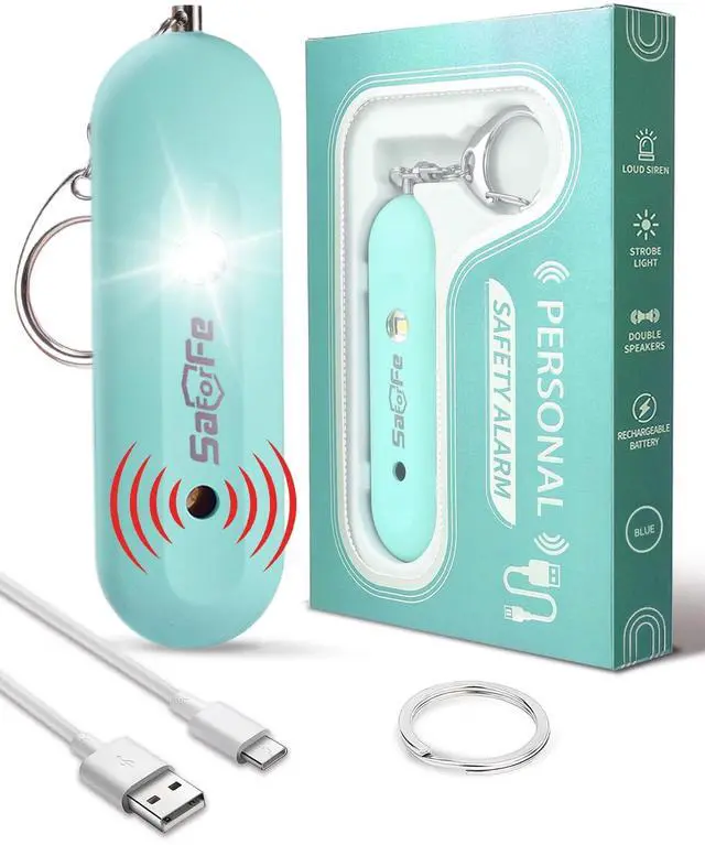 Main image of Personal Safety Alarm for Women - Waterproof Rechargeable Security Alarm - 140dB Extra Loud Siren with SOS Strobe Light - Self Defense Keychain for Women Girls Teens Seniors(Blue)