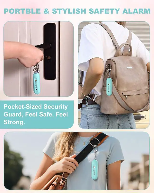 Alt view image 7 of 7 - Personal Safety Alarm for Women - Waterproof Rechargeable Security Alarm - 140dB Extra Loud Siren with SOS Strobe Light - Self Defense Keychain for Women Girls Teens Seniors(Blue)