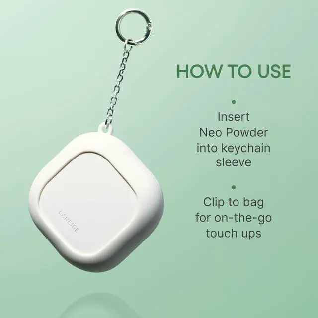 Alt view image 4 of 5 - Neo Powder Keychain: Travel-Friendly Silicone Sleeve & Silver Ring for On-the-Go Touch Ups