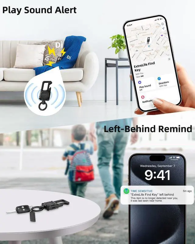 Alt view image 3 of 7 - Keychain, Works with Apple Find My, Heavy Duty Keychain Bottle Opener, Carabiner Car Key Chains with GPS Tracker, Key Finder, Bluetooth Tracker for Luggage, Kids, Bags and More, Rechargeable, Black
