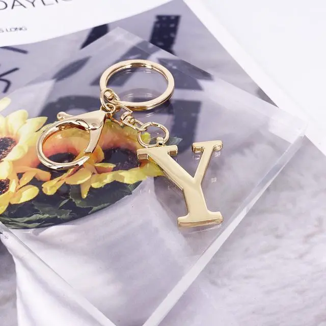Alt view image 4 of 5 - Gold Keychain Letter Y Keychains for Women Men Bag Charms Purse Charms For Handbags Metal Alphabet Initial Letter Key Ring Keychain
