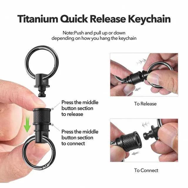Alt view image 3 of 7 - Quick Release Keychain with Detachable Key Rings-Heavy Duty Retractable Key Chain Clip for Men&Women(Black 2 Pack)