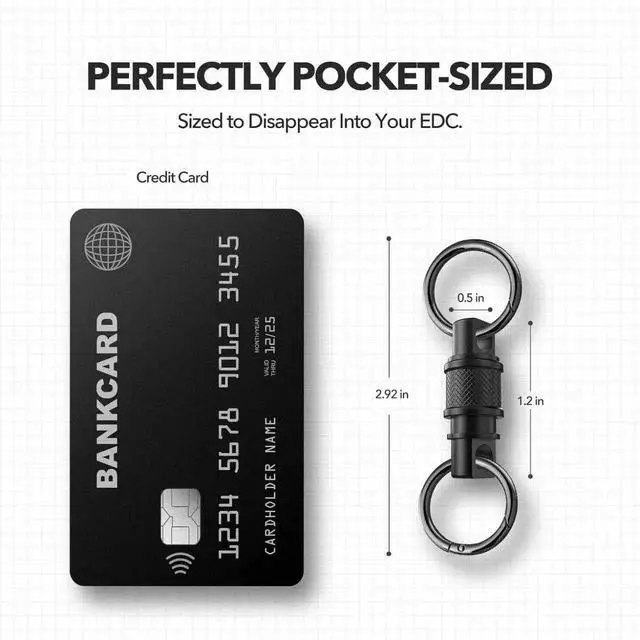 Alt view image 5 of 7 - Quick Release Keychain with Detachable Key Rings-Heavy Duty Retractable Key Chain Clip for Men&Women(Black 2 Pack)