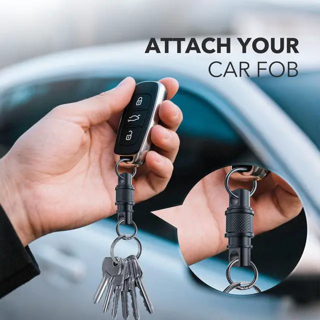 Alt view image 6 of 7 - Quick Release Keychain with Detachable Key Rings-Heavy Duty Retractable Key Chain Clip for Men&Women(Black 2 Pack)
