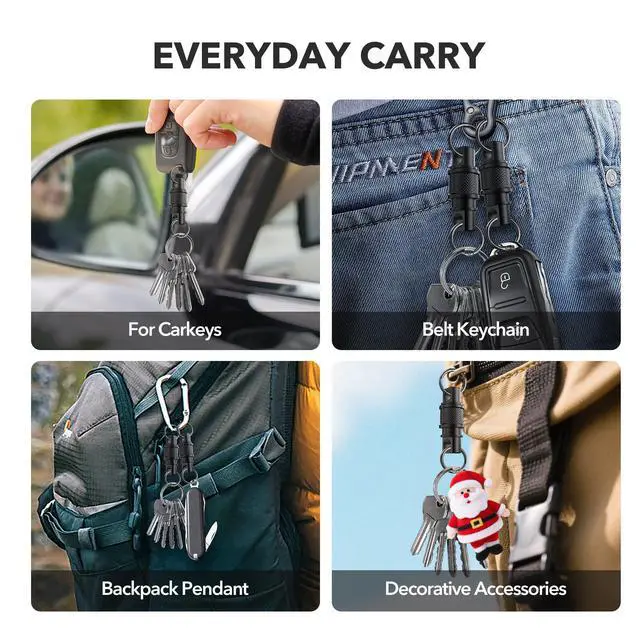 Alt view image 7 of 7 - Quick Release Keychain with Detachable Key Rings-Heavy Duty Retractable Key Chain Clip for Men&Women(Black 2 Pack)