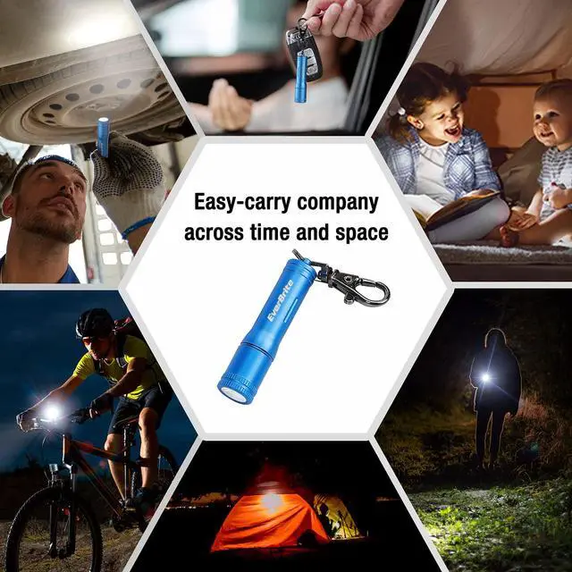 Alt view image 6 of 7 - Keychain LED Flashlight Mini Bright Key Ring Portable Pocket Torch for EDC, Party Favors, Night Reading, Camping, Power Outage, Emergency, AAA Battery Included, Blue