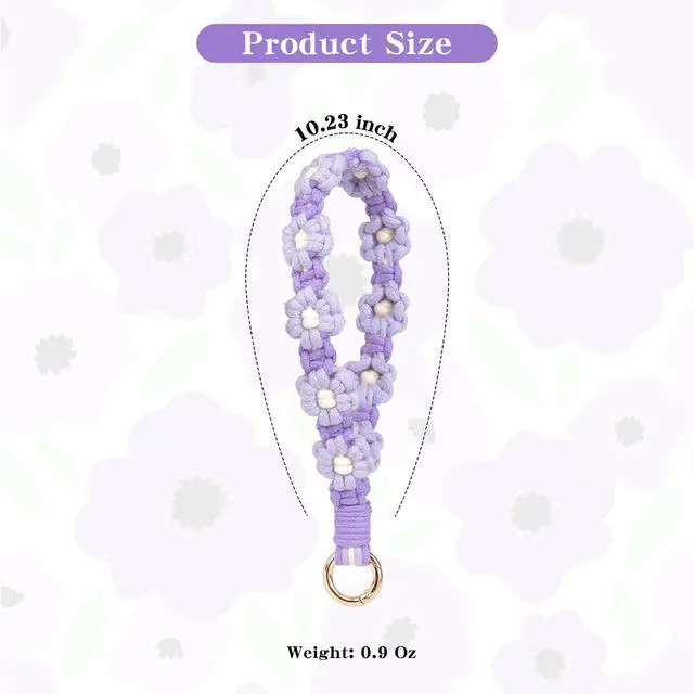 Alt view image 3 of 7 - Boho Macrame Keychain Wristlet Keychain Weave Exquisite Keyring Holder Bracelet Handmade Wrist Lanyard for Women