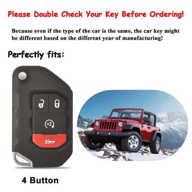 Alt view image 2 of 7 - Leather Car Key Fob Cover for Jeep Gladiator Wrangler Sahara Black