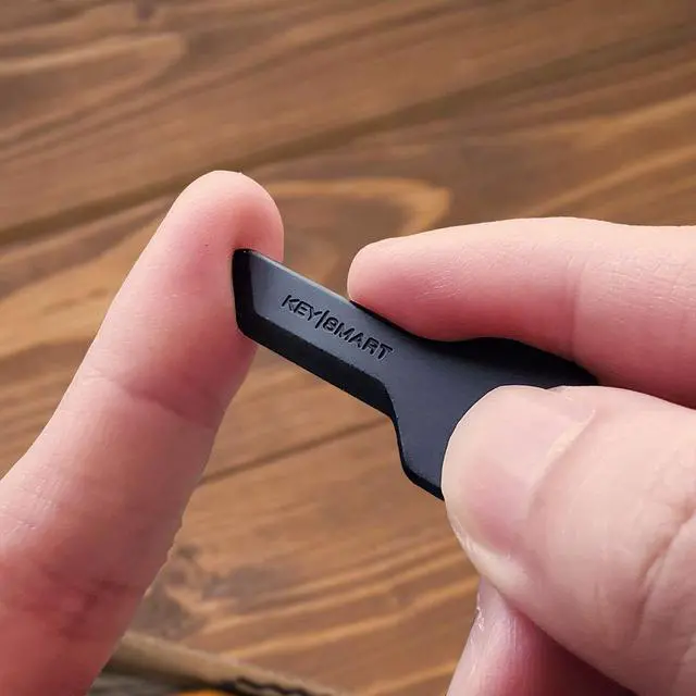 Alt view image 5 of 5 - Safe Box Opener - Key-shaped Safe Package Opener For Everyday Carry, with Finger Protection Fits Perfectly on Keychain or Inside a KeySmart (Black)